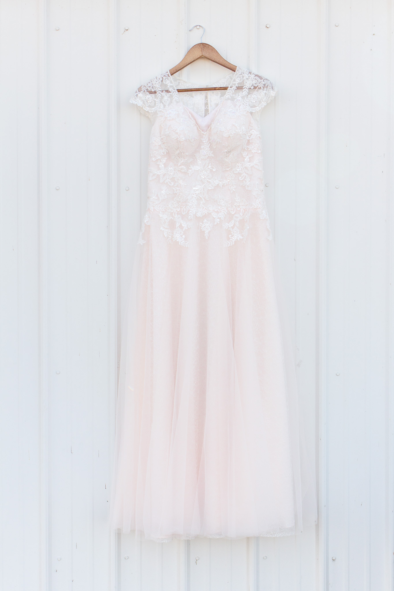 Beaded blush lace wedding dress
