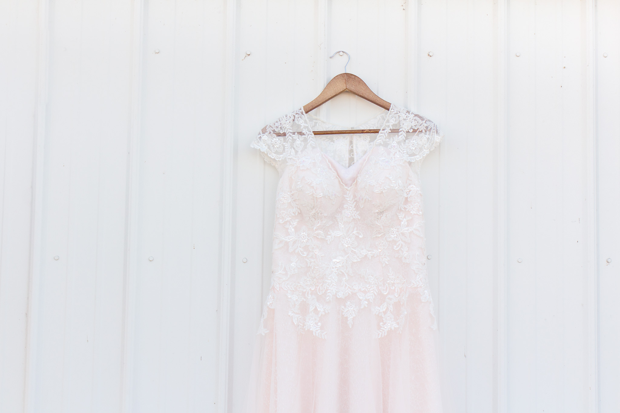 Beaded blush lace wedding dress 