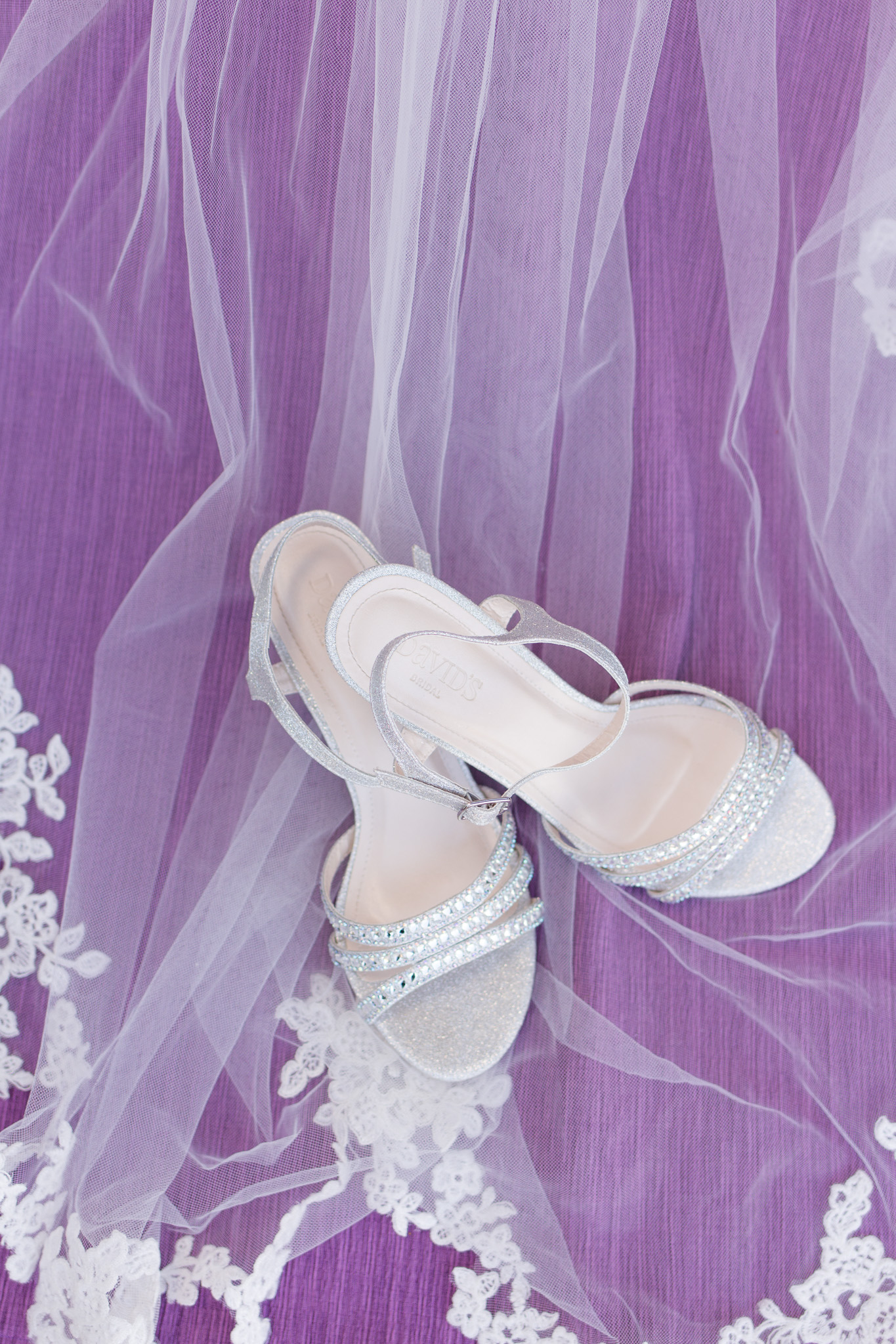 Silver strappy heeled wedding shoes