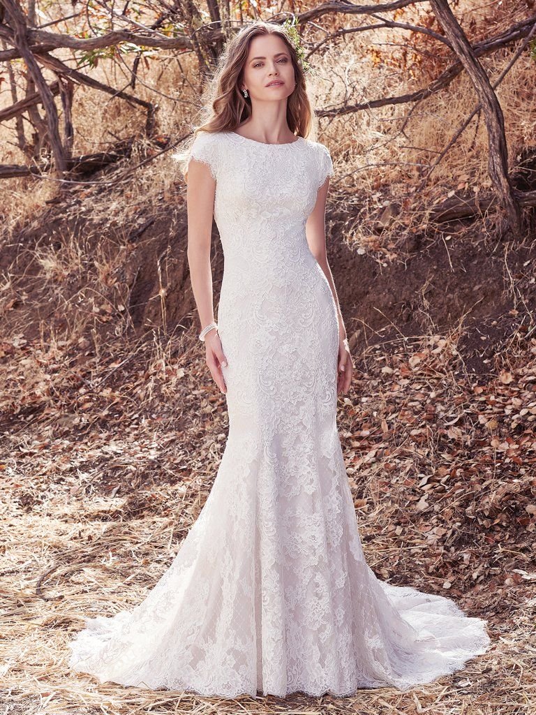 Maggie Sottero Modest Wedding Dress | Lace Fit and Flare