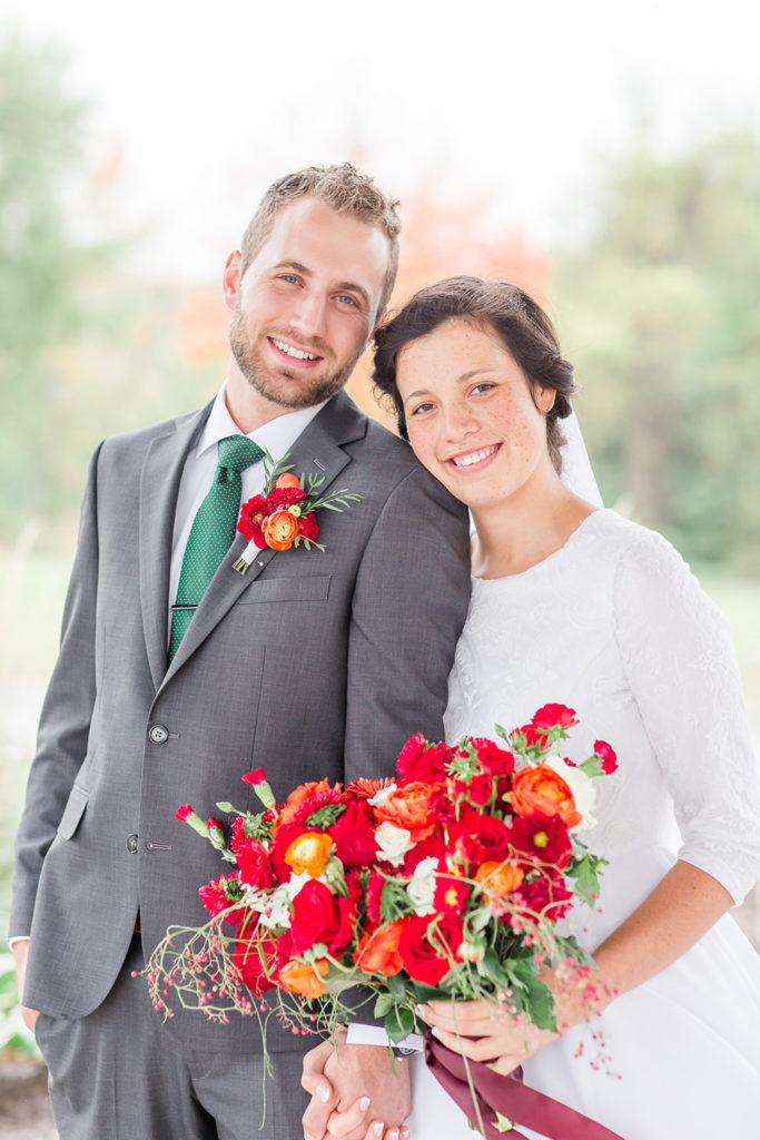 Red Fall Wedding Bouquet | Karen Elise Photography