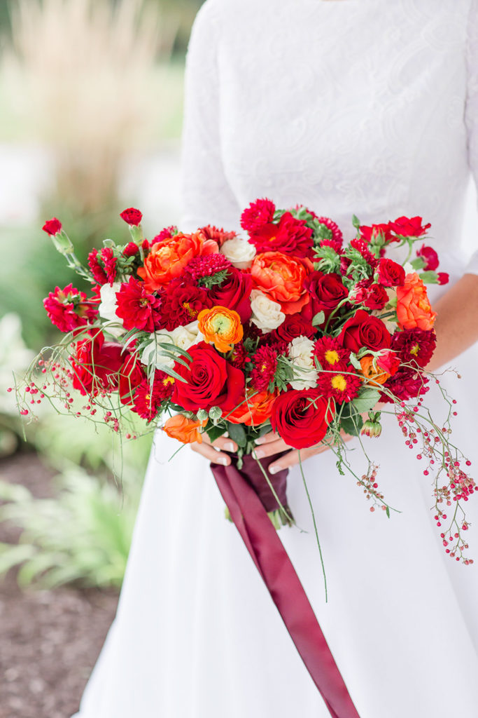 Red Fall Wedding Bouquet | Karen Elise Photography